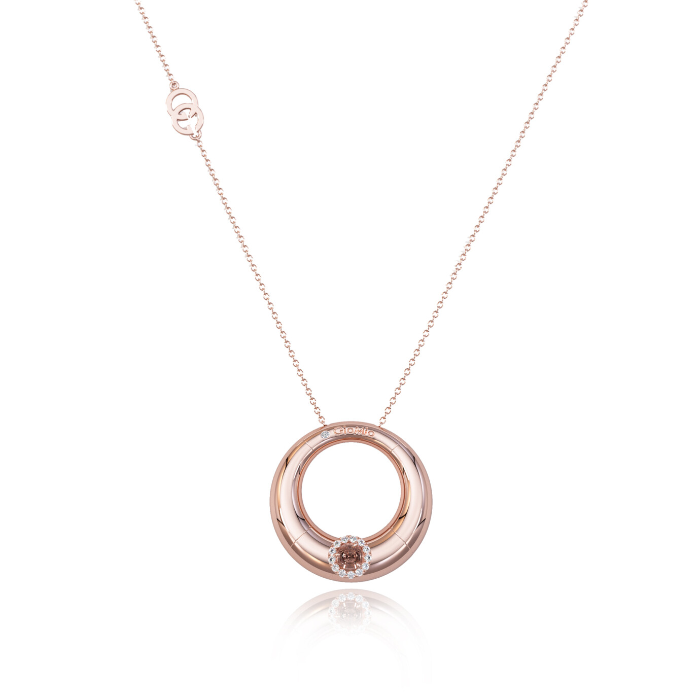 GioMio collier Pirouette pendant met champagne diamant