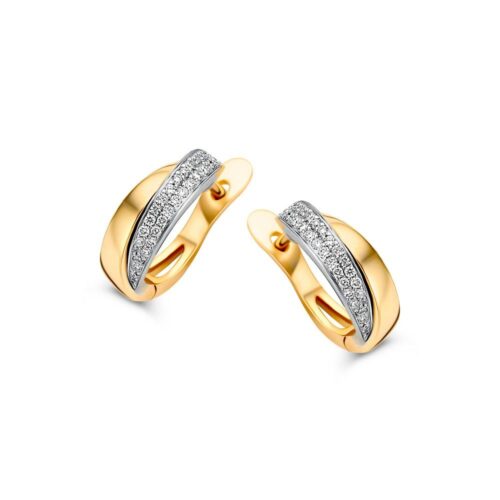 14 karaat geelgouden creolen strak met diamant
