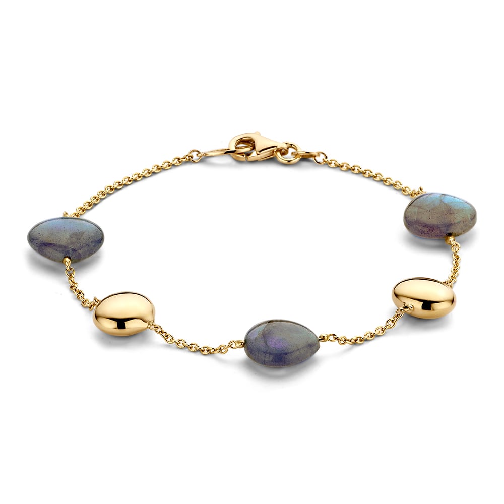 14 karaat gouden armband met labradoriet