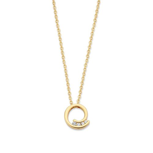 14 karaat geelgouden collier met diamant