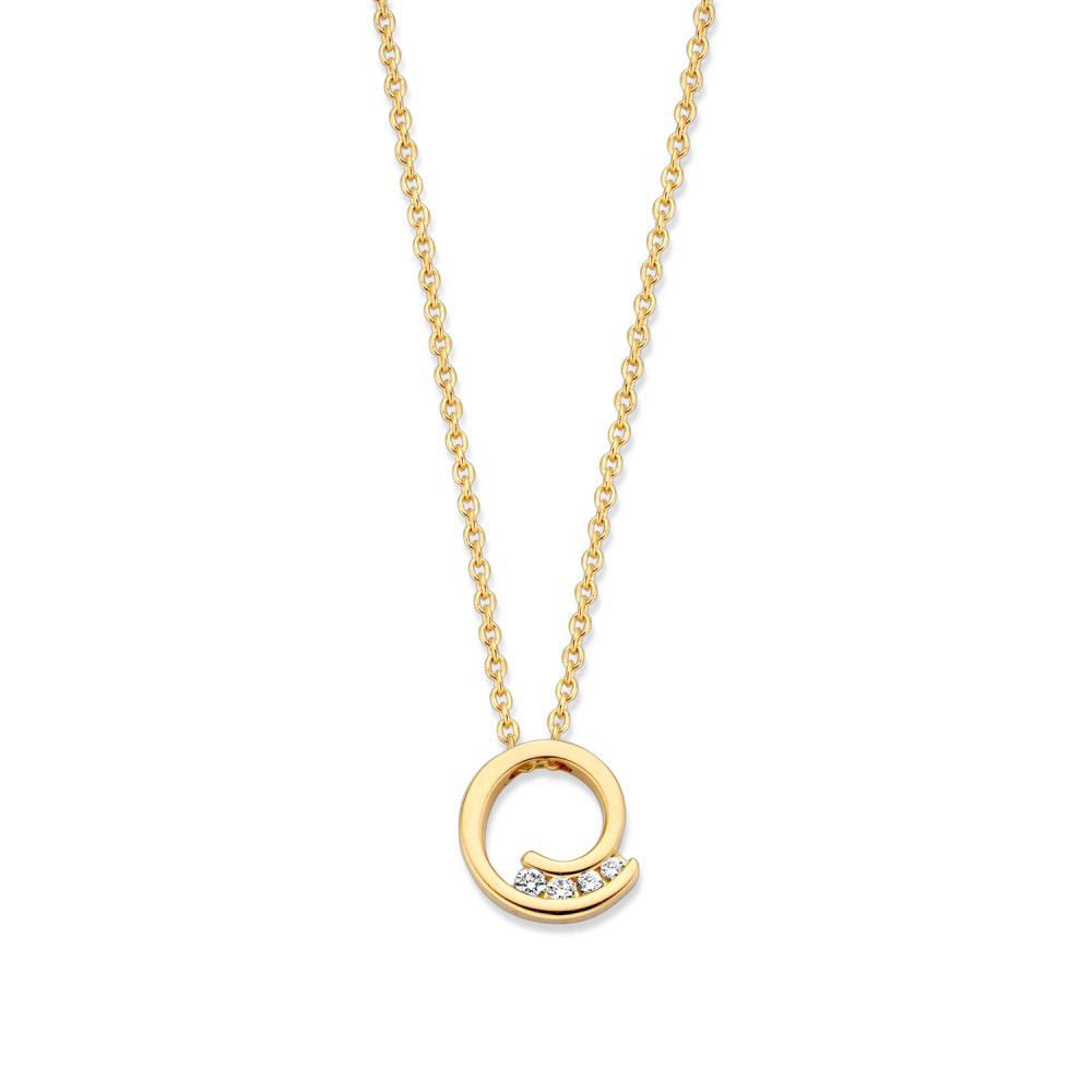 14 karaat geelgouden collier met diamant
