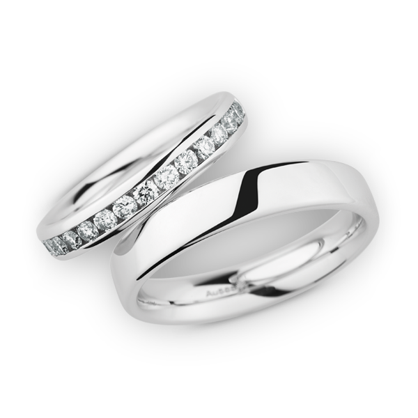 Cristian Bauer witgouden trouwringen met diamant