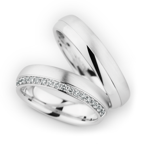 Witgouden trouwringen met diamant