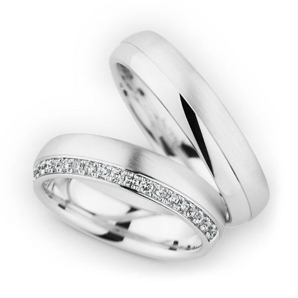 Witgouden trouwringen met diamant