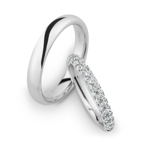 Witgouden trouwring met diamant