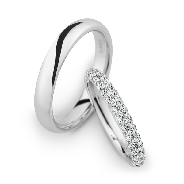 Witgouden trouwring met diamant