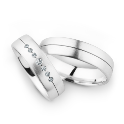 Witgouden trouwringen met diamant