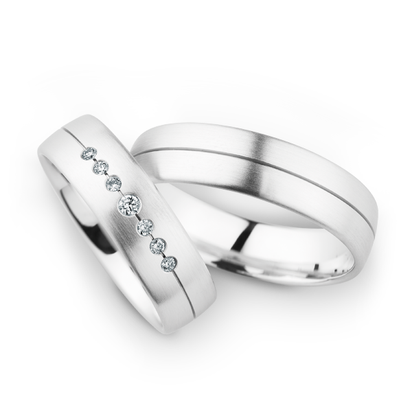 Witgouden trouwringen met diamant