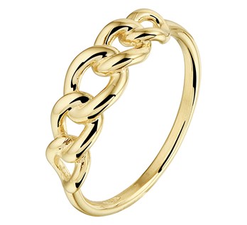 14 karaat geelgouden ring met schakel