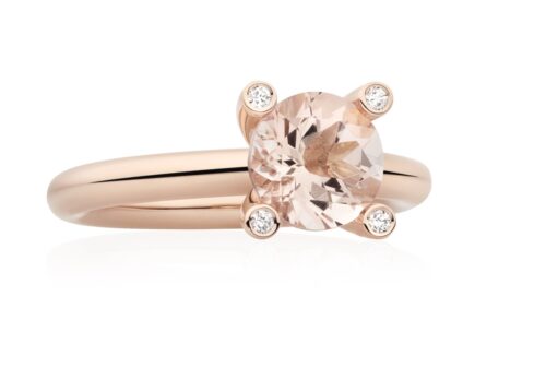 Bron Jewelry Phlox ring met roze beryl en diamant 8RR4531RBBR