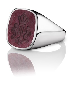 Zilveren zegelring met lagensteen rood
