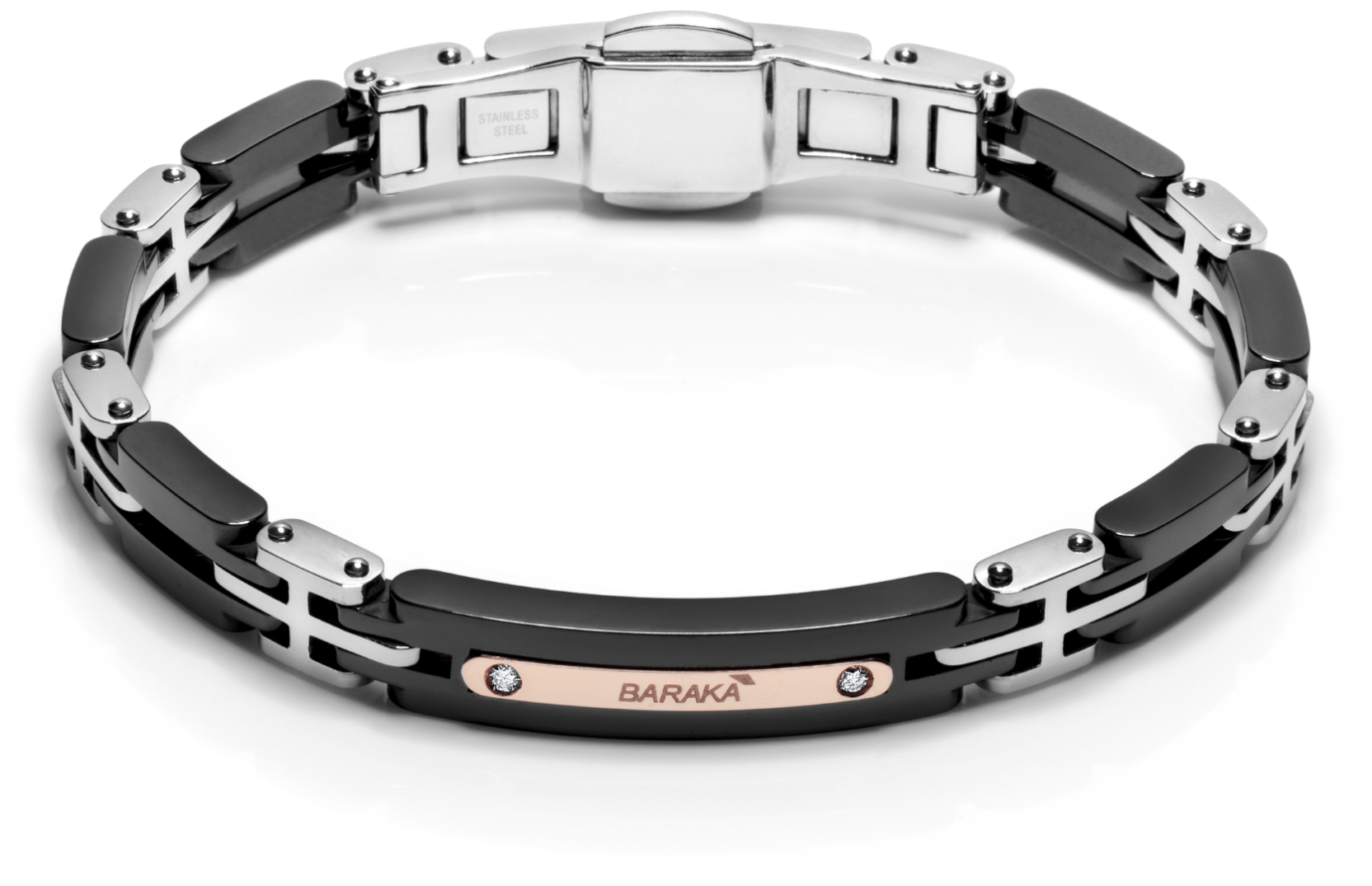 Baraka herenarmband met keramiek en rosegoud BR221391