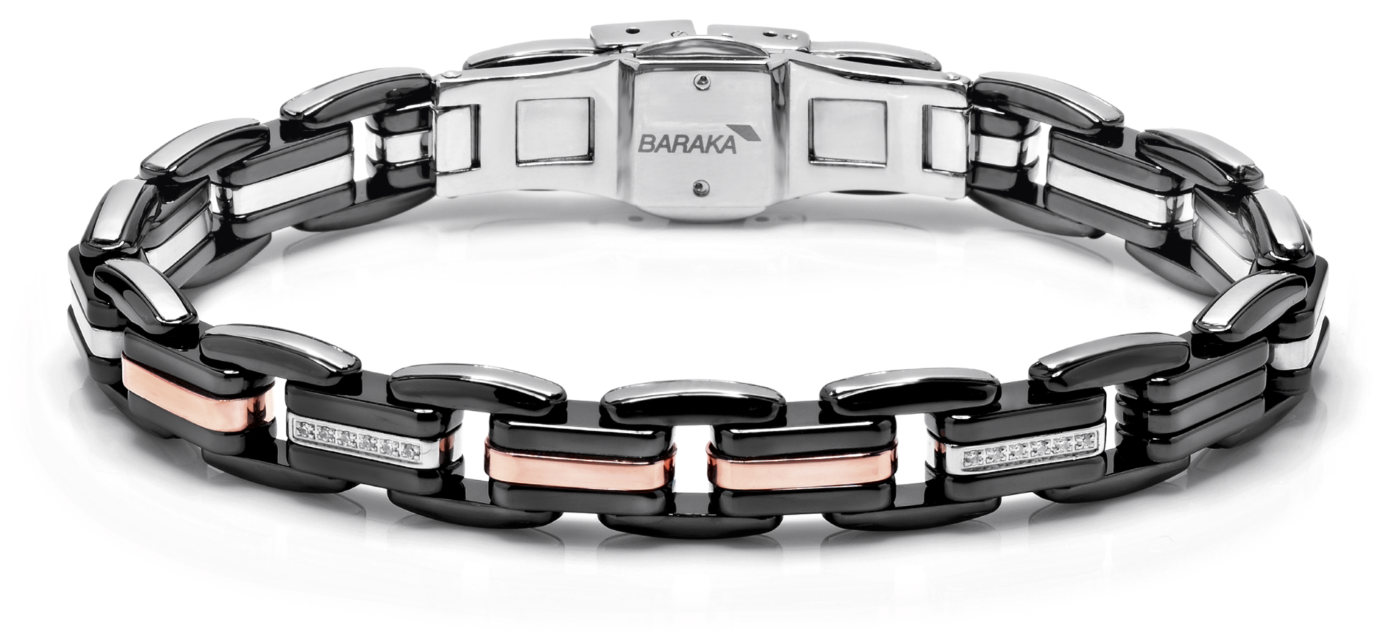 Baraka herenarmband met keramiek en rosegoud BR231041
