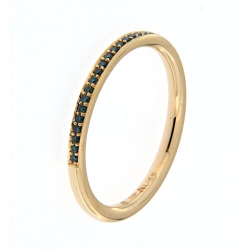 rosegouden Bron Stax ring met blauw diamant