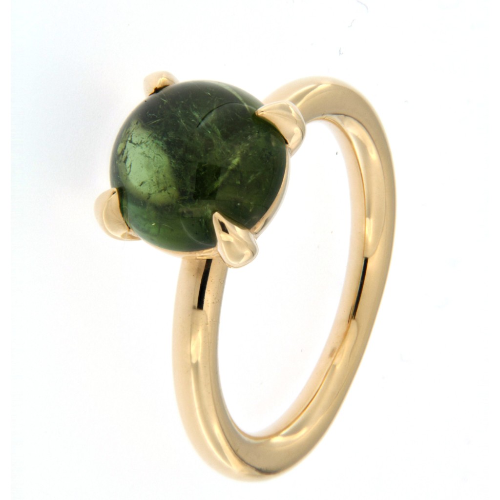 Bron gouden Catch ring met groene tourmalijn