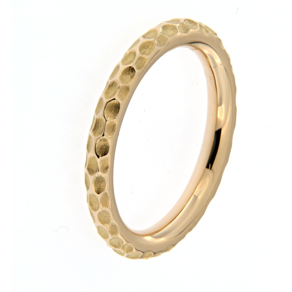 rosegouden Bron Stax ring hamerslag