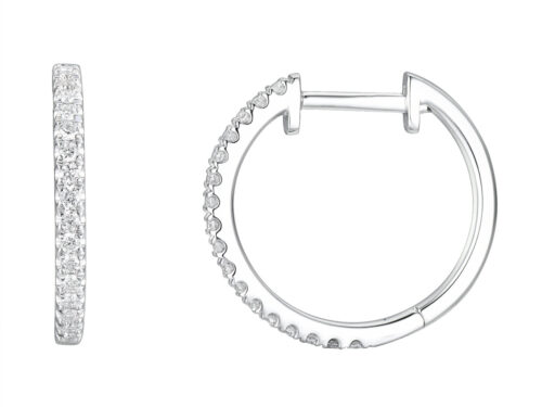 14 karaat witgouden diamant creolen smal