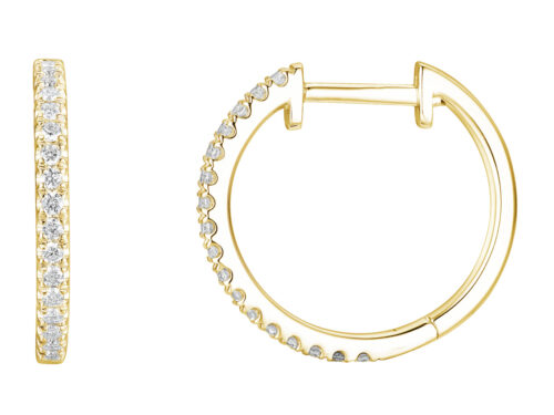 14 karaat geelgouden diamant creolen smal