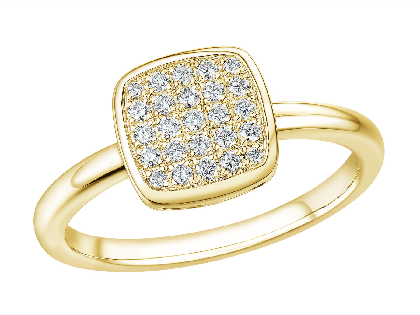 14 karaat geelgouden ring met diamant vierkant