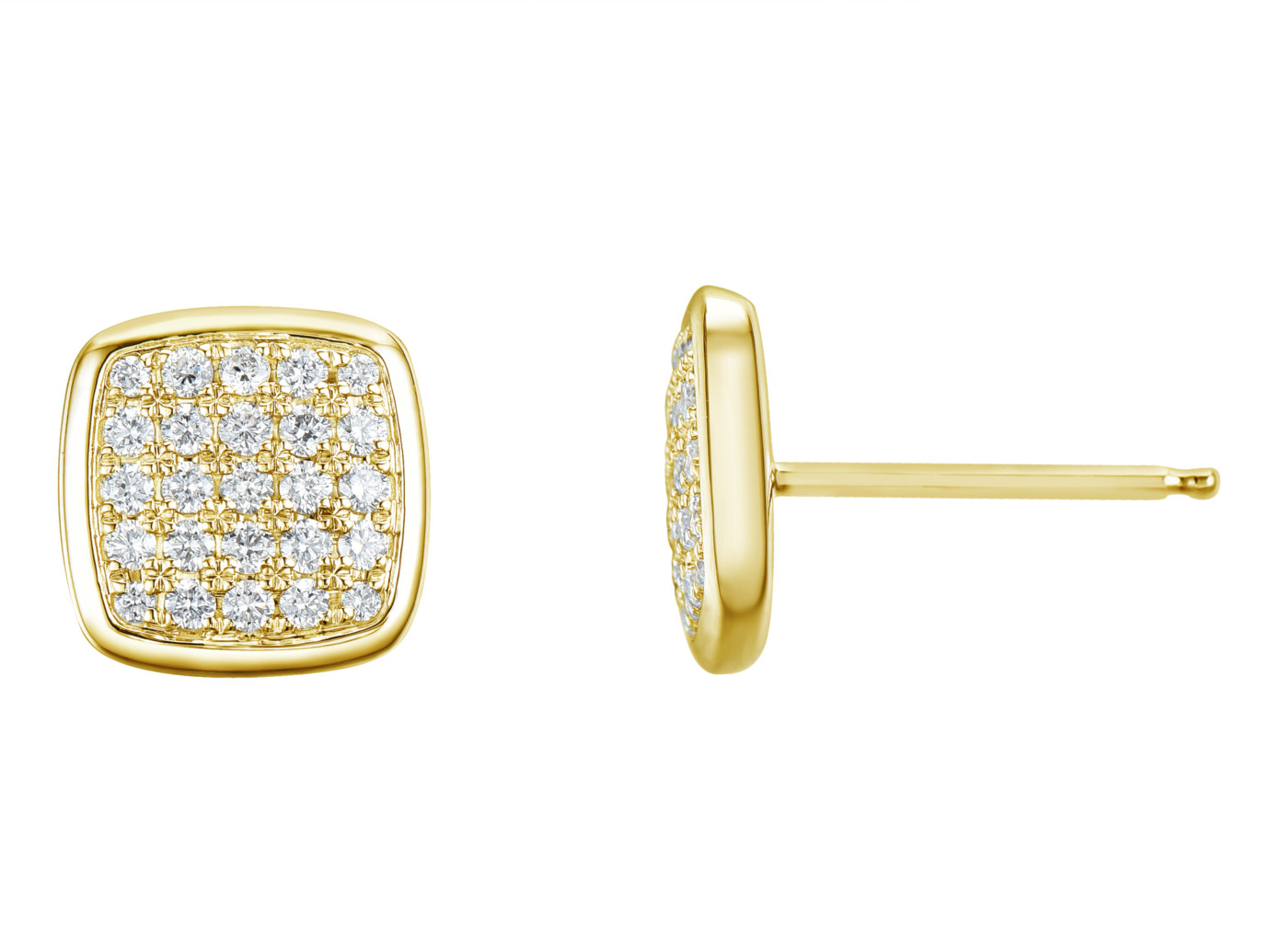 14 karaat geelgouden oorknoppen met diamant