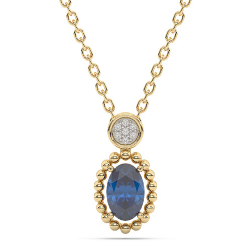 14 karaat geelgouden collier rond met london topaas en diamant