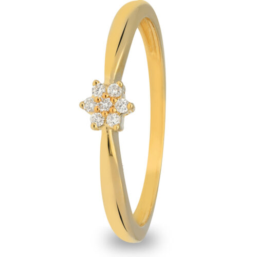 14 karaat geelgouden ring met diamant 7 diamantjes