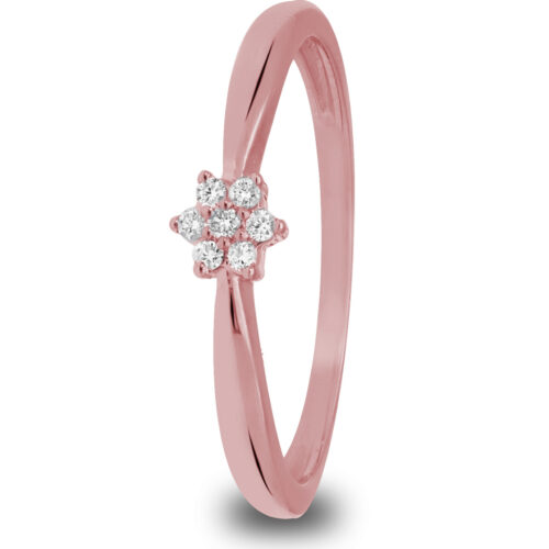 14 karaat rosegouden ring met diamant 7 diamantjes