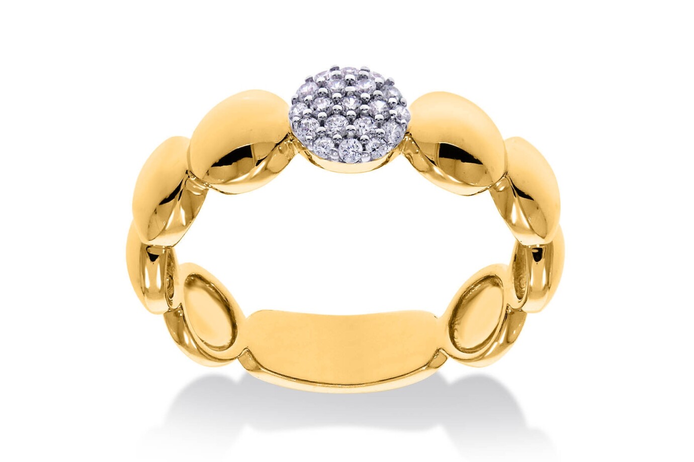 14 karaat geelgouden fantasie ring met diamant