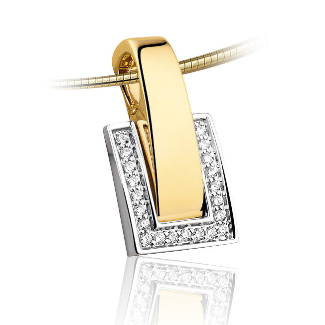 14 karaat geelgouden cliphanger met diamant