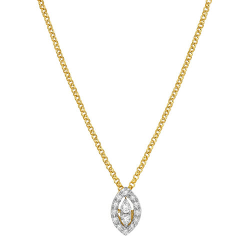 14 karaat geelgouden collier met diamant 0.09ct