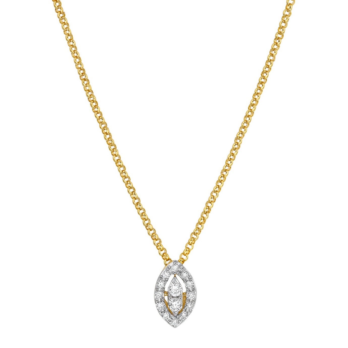 14 karaat geelgouden collier met diamant 0.09ct