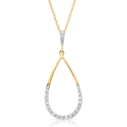 14 karaat geelgouden collier met diamant 0.10ct