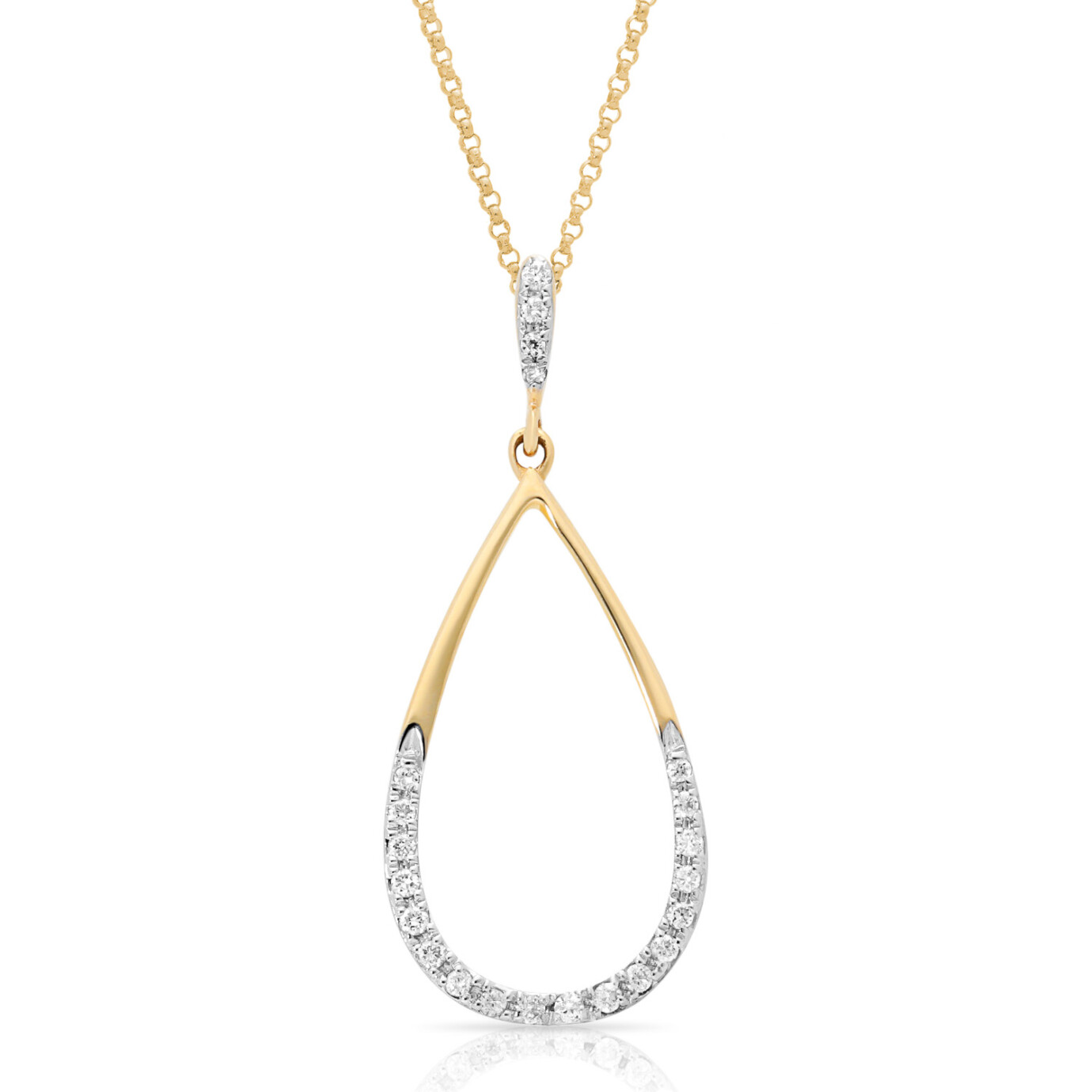 14 karaat geelgouden collier met diamant 0.10ct