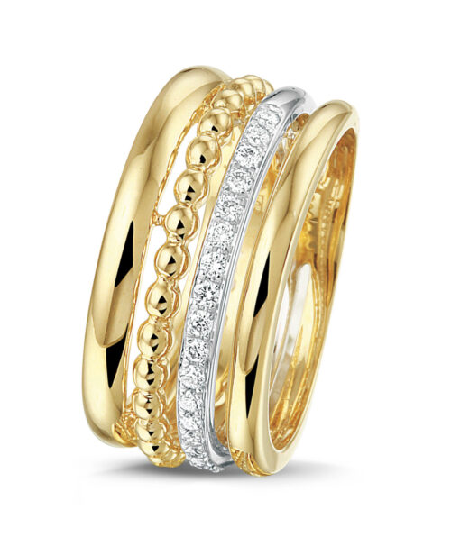 14 karaat geelgouden banenring met diamant