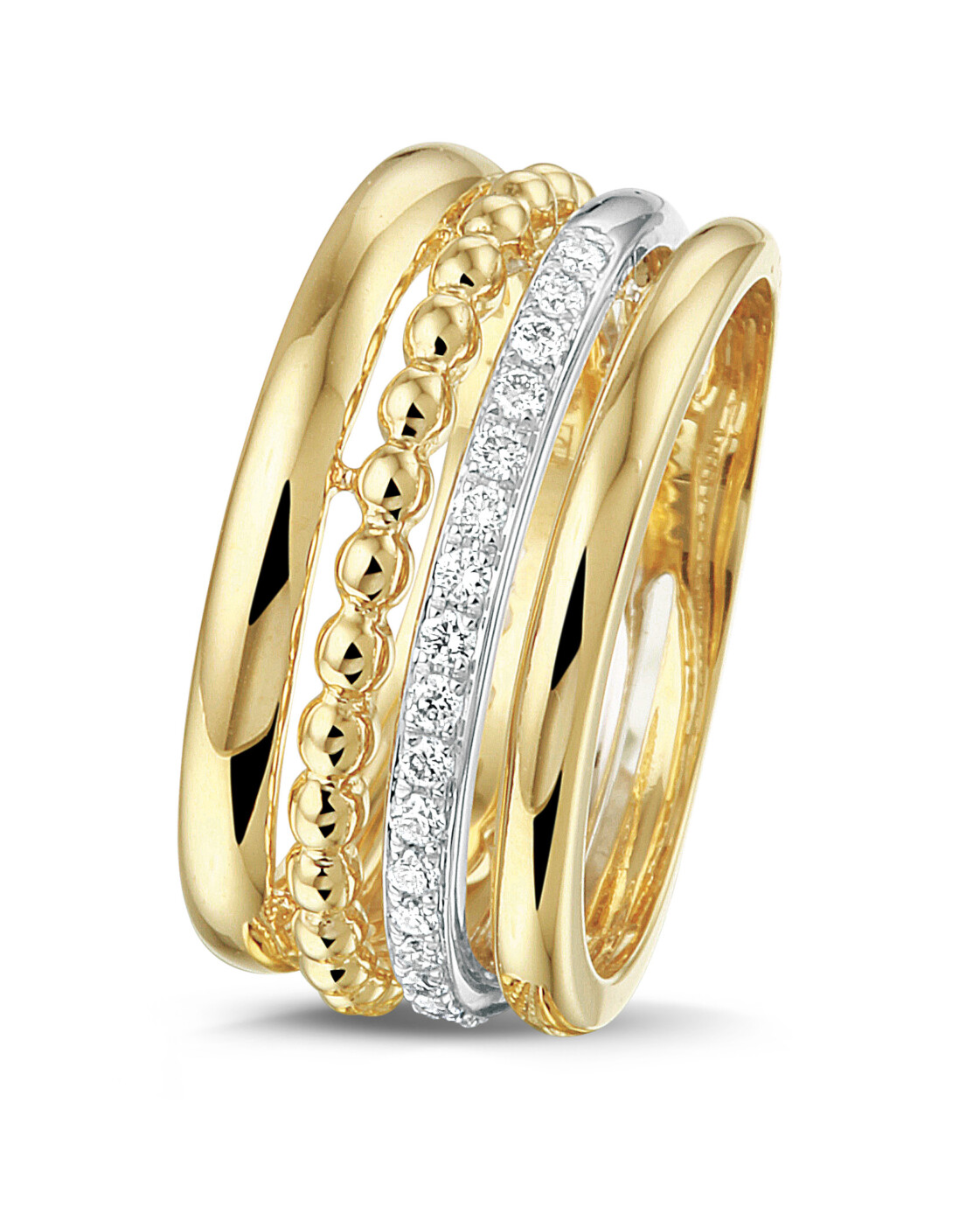 14 karaat geelgouden banenring met diamant