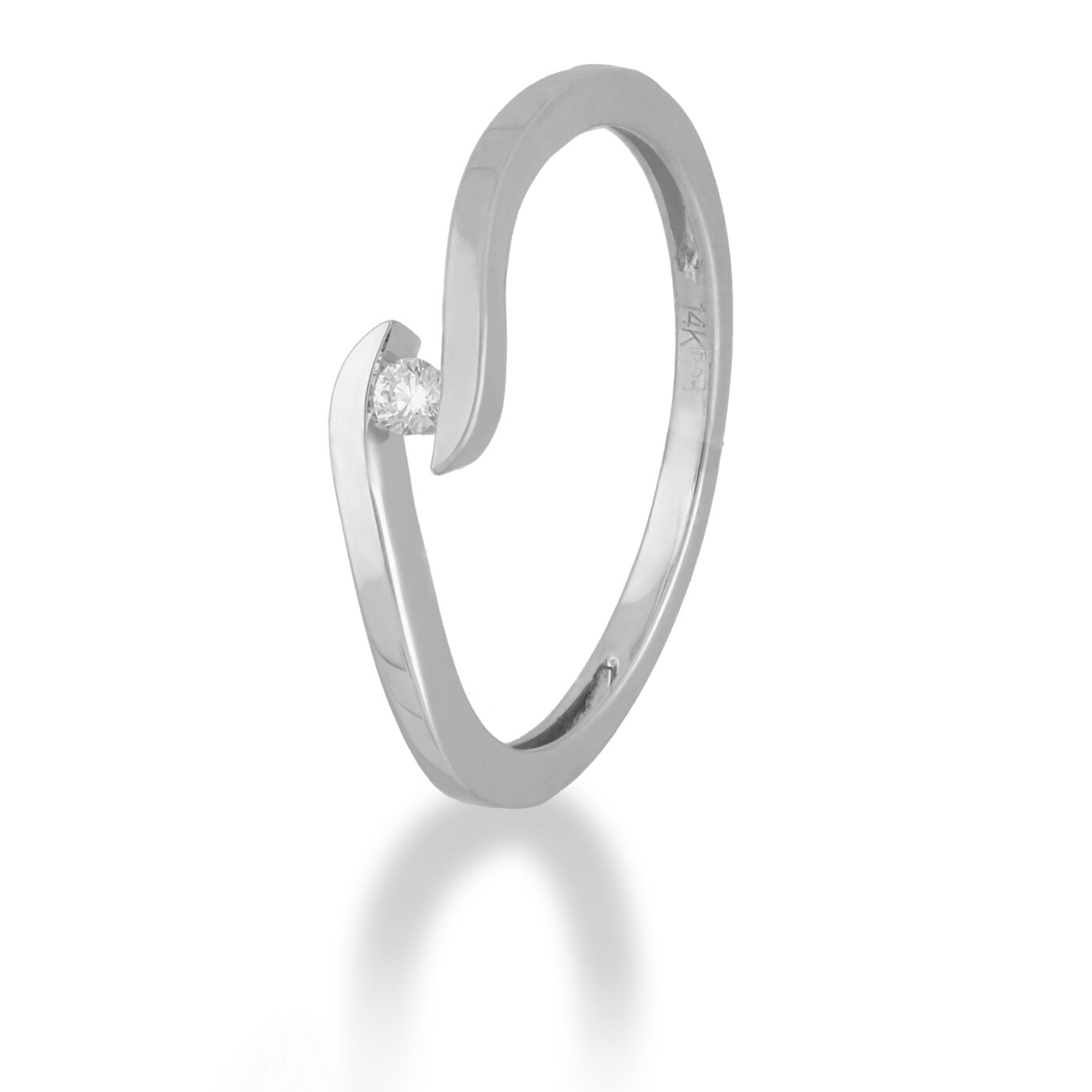 14 karaat witgouden ring met 0.04ct diamant