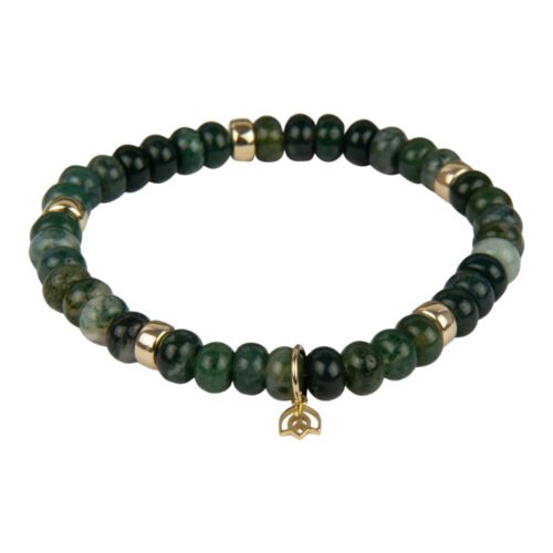 Kleursteen armband met 14 karaat goud en mos agaat