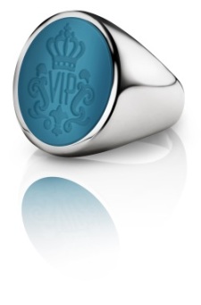 zilveren zegelring met lagensteen petrol blauw