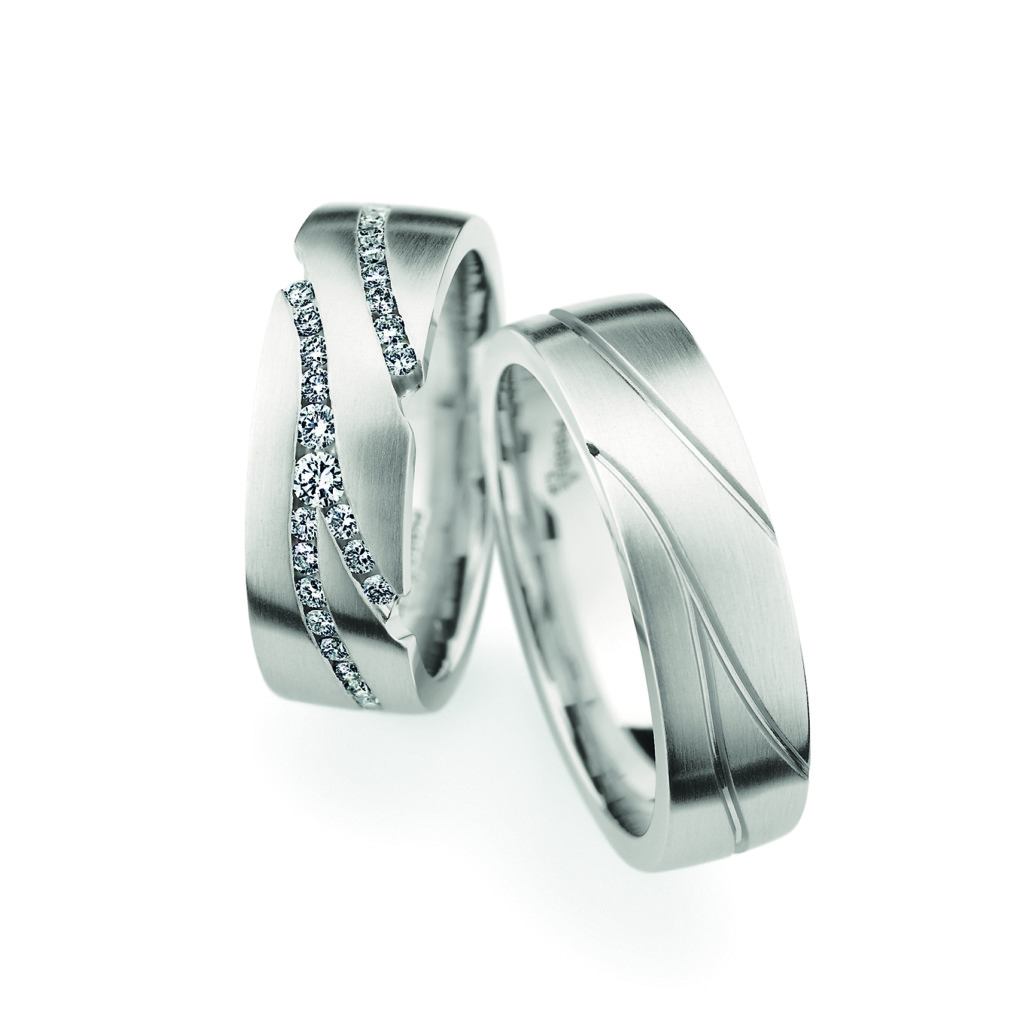 Witgouden Christian Bauer trouwringen met briljant