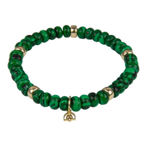 Kleursteen armband met Malachiet en 14 karaat goud