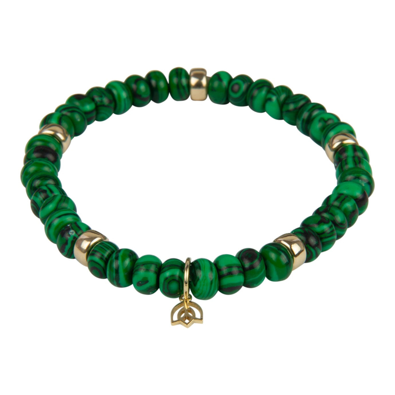 Kleursteen armband met Malachiet en 14 karaat goud