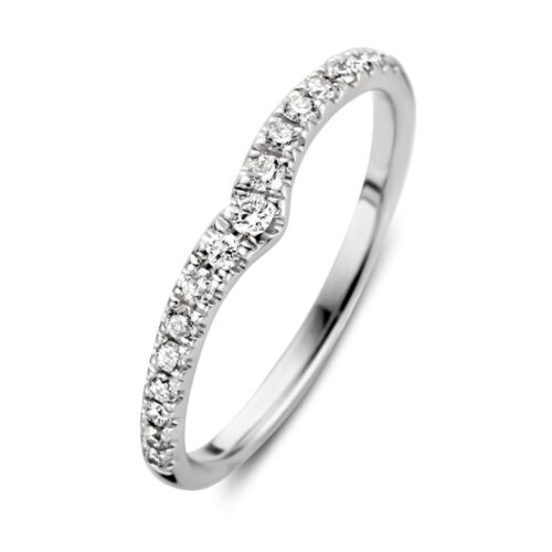 14 karaat witgouden alliance ring met slag en diamant