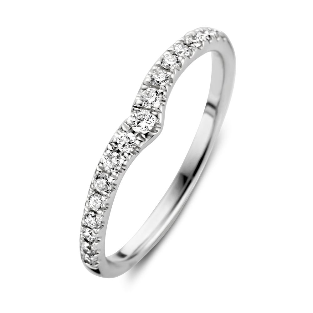 14 karaat witgouden alliance ring met slag en diamant