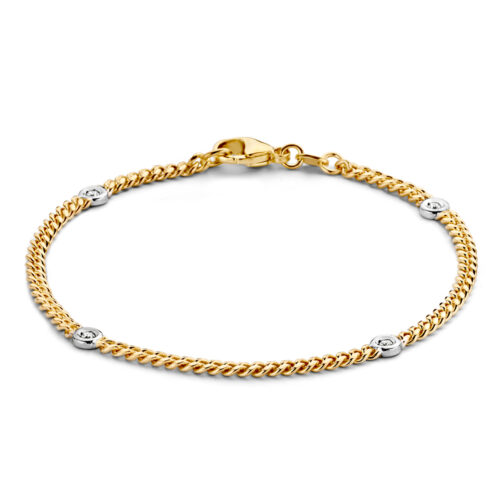 gouden gourmet armband met diamantjes