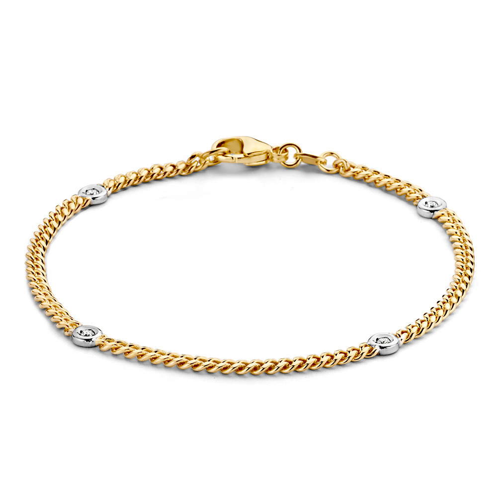 gouden gourmet armband met diamantjes