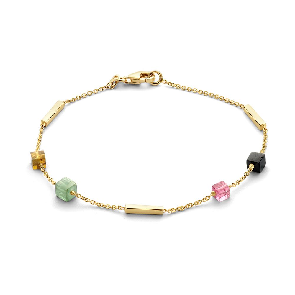 Geelgouden armband met kleine edelstenen
