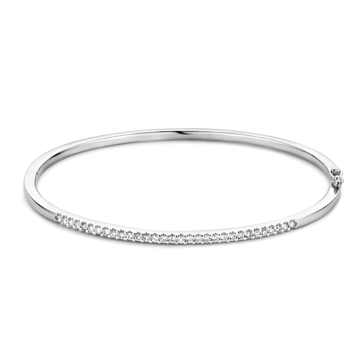 14 karaat witgouden slavenband met diamant