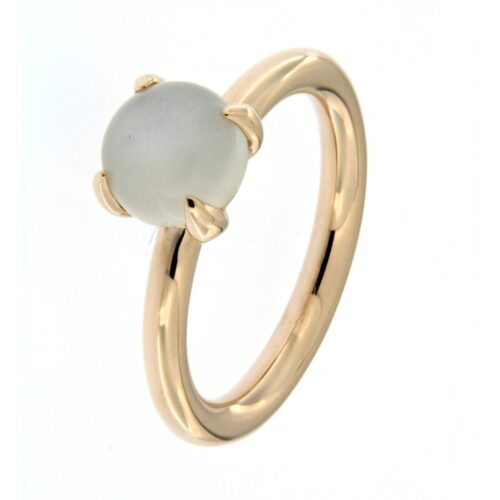 rosegouden Bron ring Catch met witte maansteen