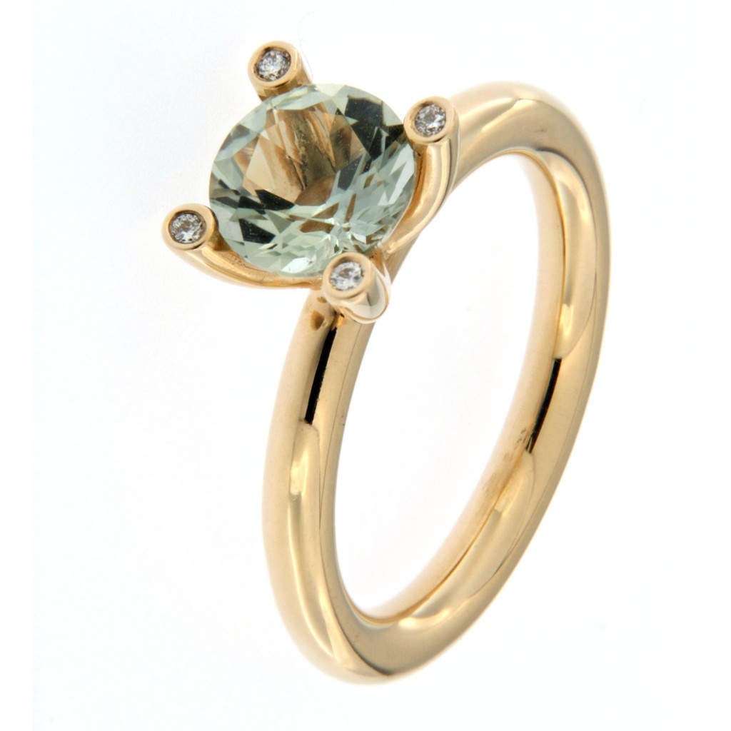 rosegouden Phlox ring van Bron met kleursteen