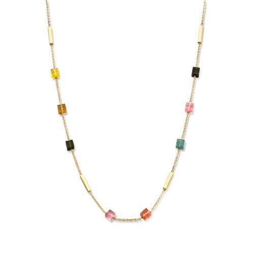 Geelgouden collier met kleine edelstenen